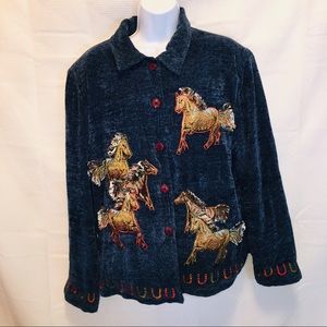 Daniel K New York chenille jacket with horse